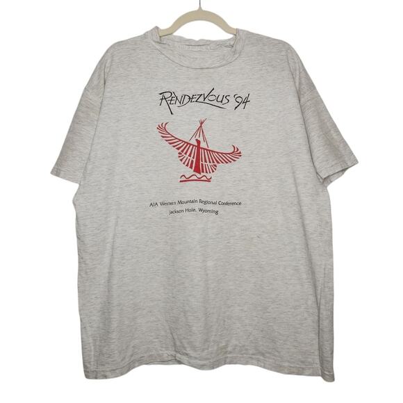 Vintage Rendezvous Wyoming AIA Western Eagle Grunge Distressed Worn - Picture 1 of 8